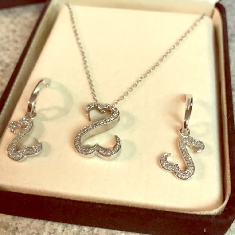 Open Hearts Dangle Earrings & Necklace